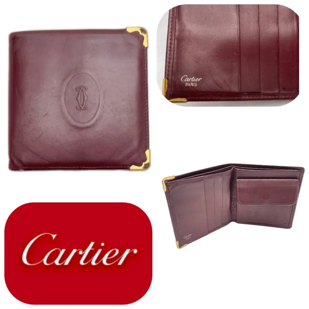 Auc Must De Cartier French style calfskin Leather Vintage wallet